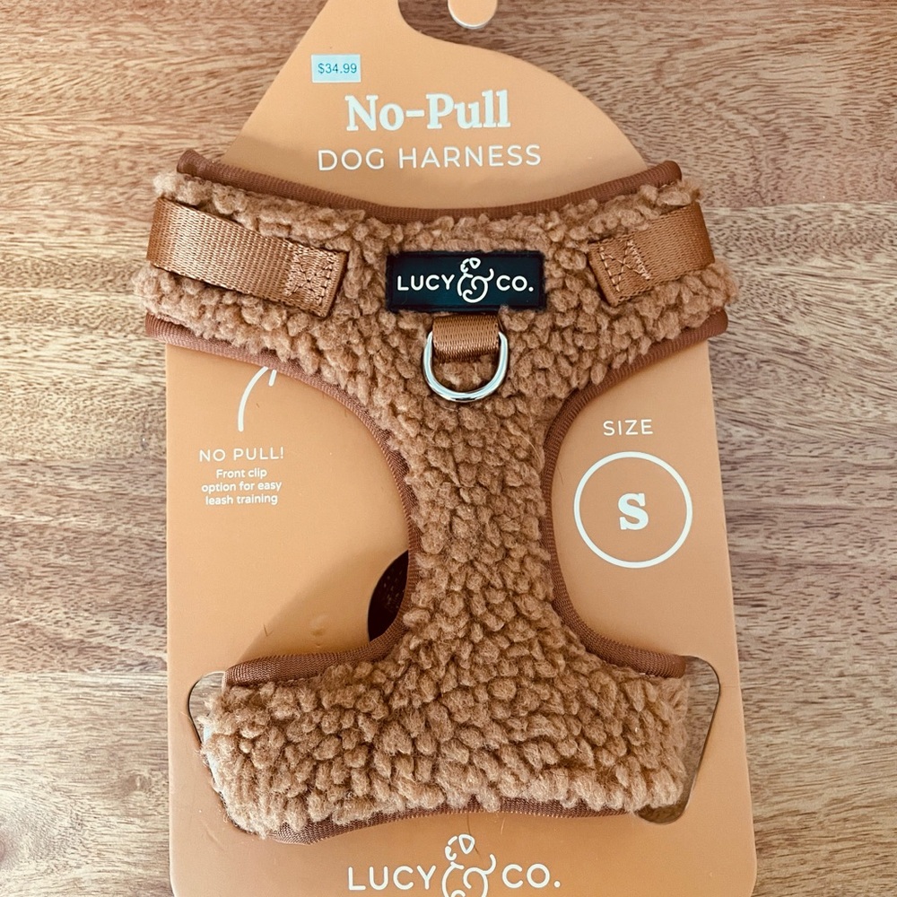 Lucy & Co. The Cinnamon Teddy Fleece No-pull Dog Harness, small